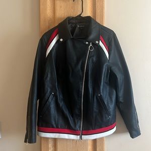 Inc International faux leather zip jacket